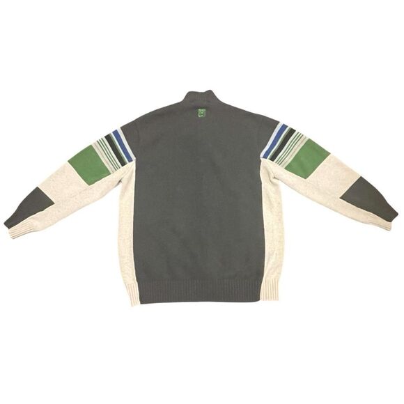 Vintage Phat Farm Men’s Zip Up Long Sleeve Sweater Cream Gray Green Blue Size XL - Picture 12 of 12
